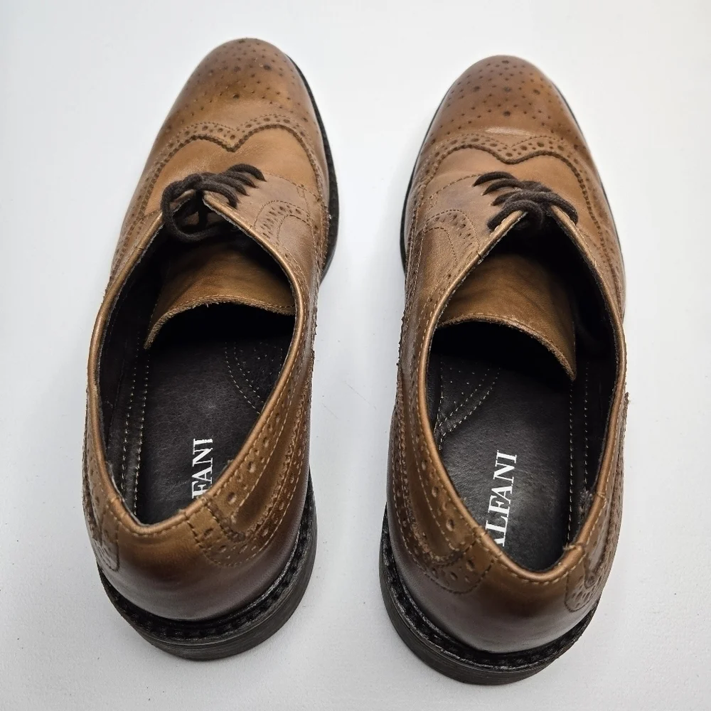 Alfani Men's Geoff Leather Brown Wingtip Oxford Dress Shoes Size 8 WPL 8046